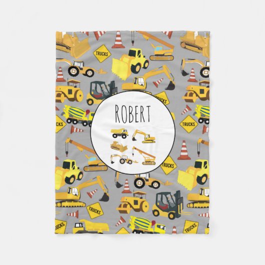 建築トラックのパタカスタマイズーン名 フリースブランケット (正面)