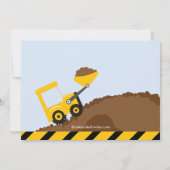 建築トラックの男の子向けフォトバースデーパーティー 招待状 (裏面)