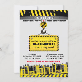 建築トラックの誕生日パーティーの招待 招待状
