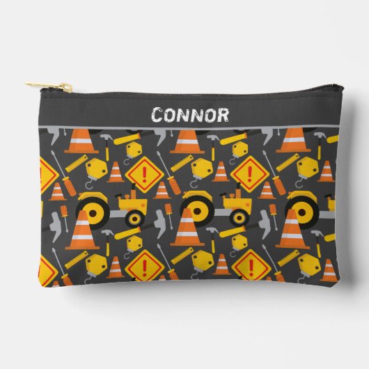 建築トラックの道路工事 アクセサリーポーチ (正面)