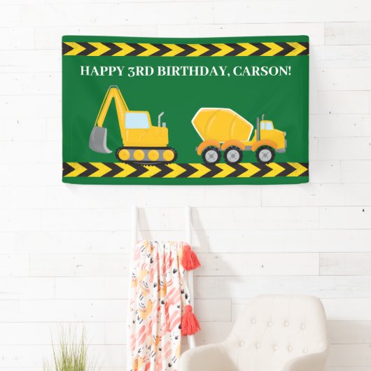 建築トラックカスタムボーイズ誕生日パーティー 横断幕 (インサイチュ)