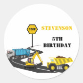 建築トラックキッド新学期水 ラウンドシール (正面)