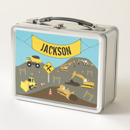 建築トラックサイトテーマ学校 メタルランチボックス (正面)