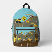 建築トラックサイトテーマ新学期 プリントバックパック (正面)
