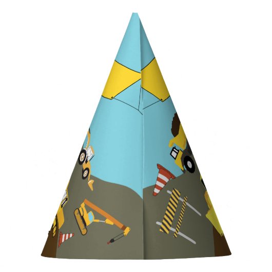 建築トラックサイトテーマ誕生日パーティー パーティーハット (裏面)