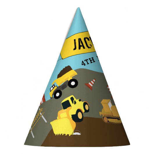 建築トラックサイトテーマ誕生日パーティー パーティーハット (左)
