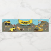 建築トラックサイトテーマ誕生日パーティー ペットボトルラベル (シングルラベル)