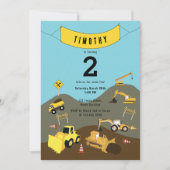 建築トラックサイトテーマ誕生日パーティー 招待状 (正面)