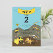 建築トラックサイトテーマ誕生日パーティー 招待状 (スタンド正面)