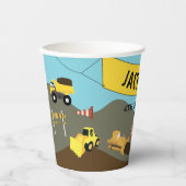 建築トラックサイトテーマ誕生日パーティー 紙コップ (正面)