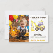 建築トラックショベルバースデーパーティー サンキューカード (正面)