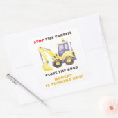 建築トラックショベルバースデーパーティー スクエアシール (封筒)