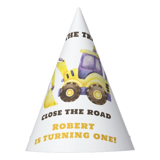 建築トラックショベルバースデーパーティー パーティーハット (正面)