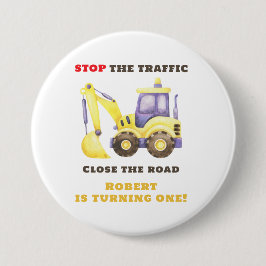 建築トラックショベルバースデーパーティー 缶バッジ