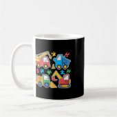 建築トラックショベル自閉症意識Tee コーヒーマグカップ (左)