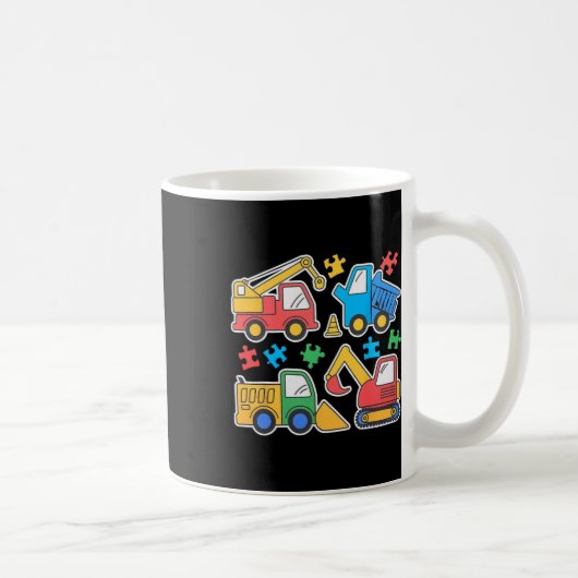 建築トラックショベル自閉症意識Tee コーヒーマグカップ (右)