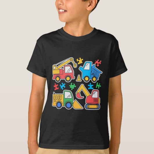 建築トラックショベル自閉症意識Tee Tシャツ (正面)