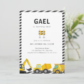 建築トラックシンプルの誕生日パーティー 招待状 (スタンド正面)