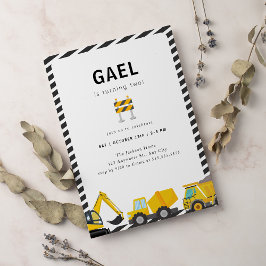 建築トラックシンプルの誕生日パーティー 招待状