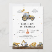 建築トラックシンプルミニマル誕生日 招待状 (正面)