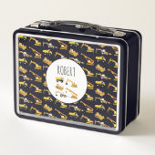 建築トラックスクール名前をカスタムする メタルランチボックス (裏面)