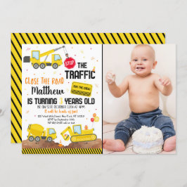 建築トラックダンプトラックダイガー誕生日 招待状