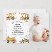 建築トラックテーマ共同誕生日写真 招待状 (正面)