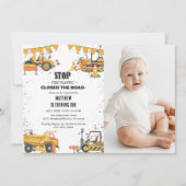 建築トラックテーマ共同誕生日写真 招待状 (正面)