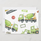 建築トラックテーマ誕生日パーティーフォト 招待状 (裏面)