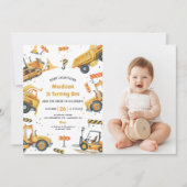 建築トラックテーマ誕生日パーティー 招待状 (正面)