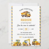 建築トラックテーマ誕生日パーティー 招待状 (正面)