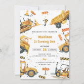 建築トラックテーマ誕生日パーティー 招待状 (正面)