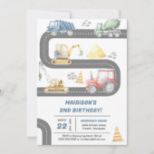 建築トラックテーマ誕生日パーティー 招待状 (正面)