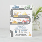 建築トラックテーマ誕生日パーティー 招待状 (スタンド正面)