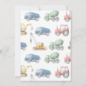 建築トラックテーマ誕生日パーティー 招待状 (裏面)