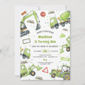 建築トラックテーマ誕生日パーティー 招待状 (正面)