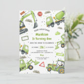 建築トラックテーマ誕生日パーティー 招待状 (スタンド正面)