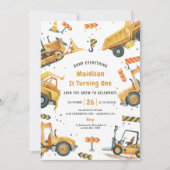 建築トラックテーマ誕生日パーティー 招待状 (正面)