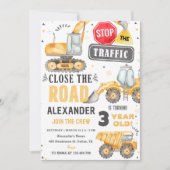 建築トラックテーマ誕生日パーティー 招待状 (正面)