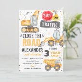 建築トラックテーマ誕生日パーティー 招待状 (スタンド正面)