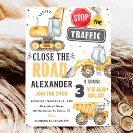 建築トラックテーマ誕生日パーティー 招待状