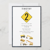 建築トラックテーマ誕生日パーティー 招待状 (正面)