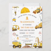 建築トラックテーマ誕生日パーティー 招待状 (正面)