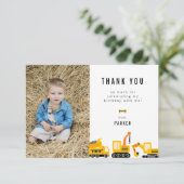 建築トラックテーマ誕生日写真 サンキューカード (スタンド正面)