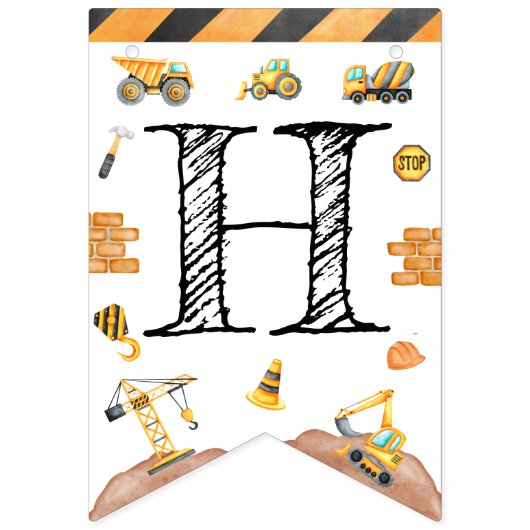 建築トラックテーマ誕生日 バンティングフラッグ (第2の旗)