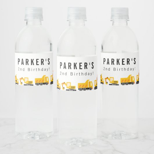 建築トラックテーマ誕生日 ペットボトルラベル (ボトル)