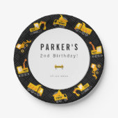 建築トラックテーマ誕生日 ペーパープレート (正面)