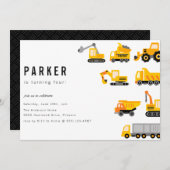 建築トラックテーマ誕生日 招待状 (正面/裏面)