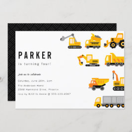 建築トラックテーマ誕生日 招待状