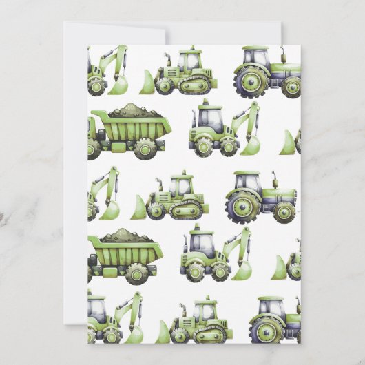 建築トラックディガーファースト誕生日 招待状 (裏面)